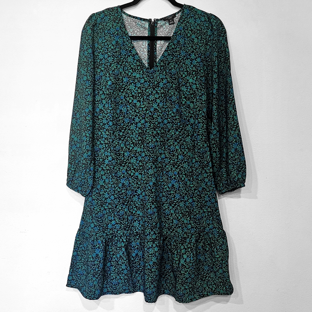 Ann Taylor Green Floral Midi Dress